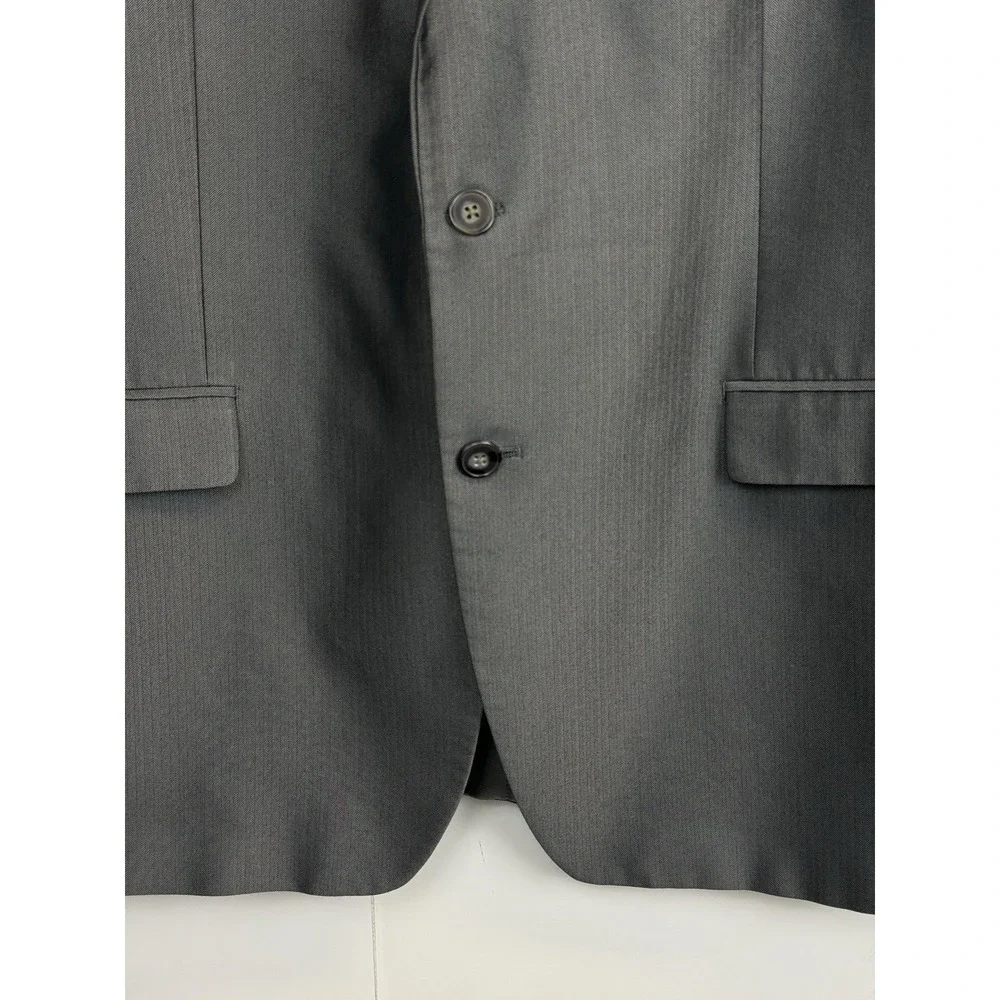 Calvin Klein Men's 46L Sport Coat Blazer Two Button Grey Herringbone Poly Blend‎